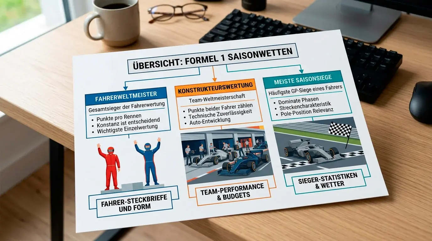 Überblick der Formel-1-Langzeitwetten-Märkte – Weltmeister, Konstrukteur und Saison-Outrights erklärt
