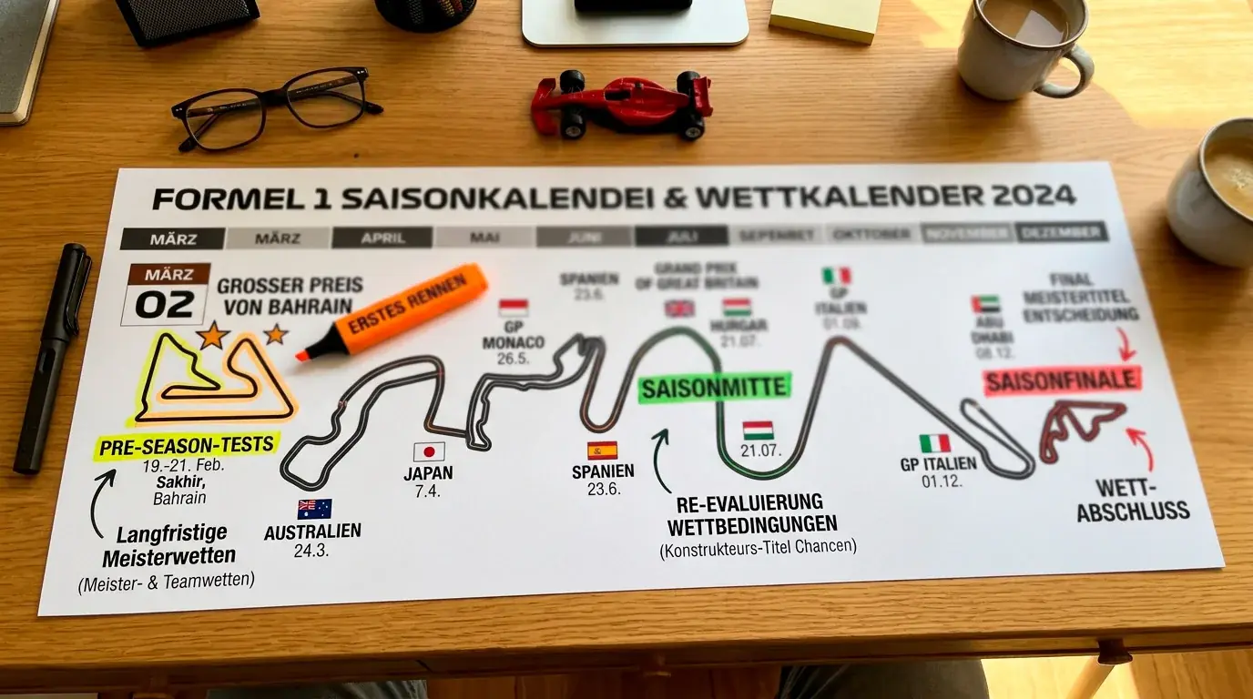 Idealer Einstiegszeitpunkt für Formel-1-Langzeitwetten – Pre-Season-Tests, erstes Rennen und Quotenfenster