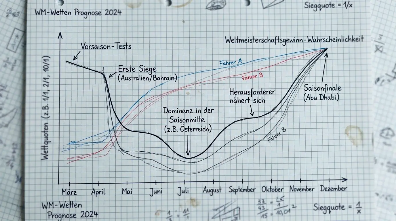 Entwicklung der Formel-1-Weltmeister-Wettquoten über die Saison 2026 – von Pre-Season bis zum Saisonfinale