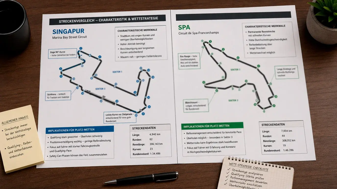 Formel-1-Straßenkurs-Charakteristik für Platzwetten: Monaco und Singapur versus Monza und Spa im Vergleich