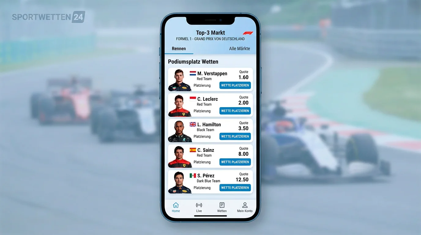 Erklärung der Formel-1-Podiumswette – Top-3-Markt und Auszahlungsstruktur bei GGL-lizenzierten Buchmachers