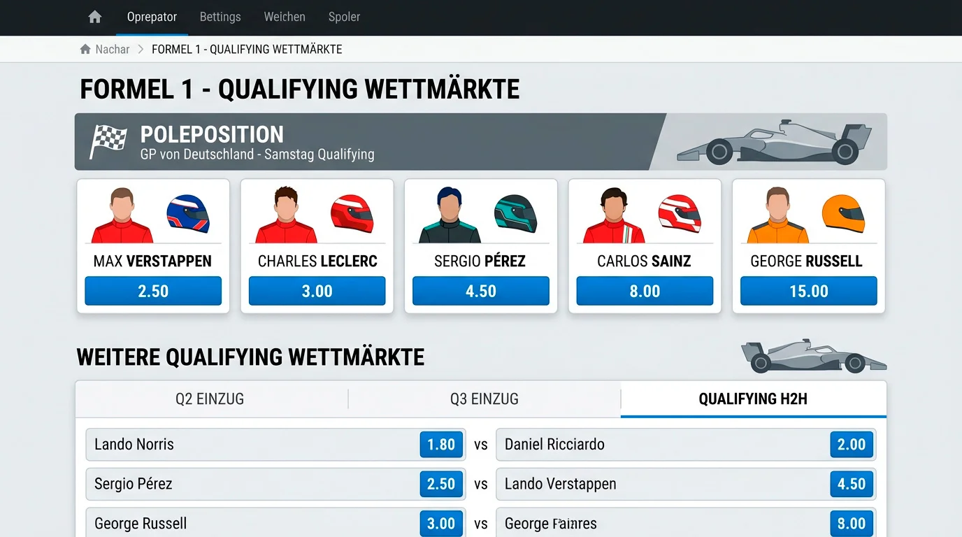 Übersicht der Formel-1-Qualifying-Wettmärkte – Poleposition, H2H und Q2-Einzug erklärt