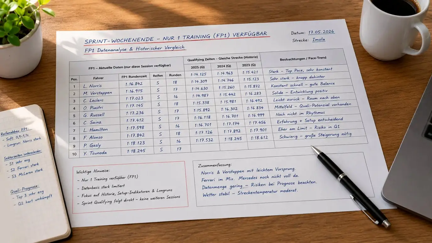 Knappe Datenbasis beim Formel-1-Sprint Qualifying: FP1-Daten und historische Streckenperformance nutzen