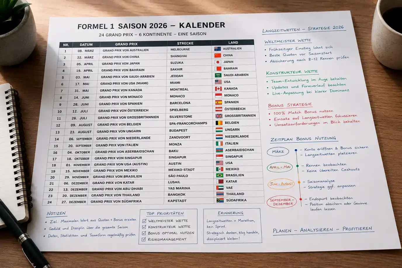 Formel-1-Langzeitwetten mit Bonus: Wann Outright-Wetten auf Weltmeister für die Bonusstrategie sinnvoll sind