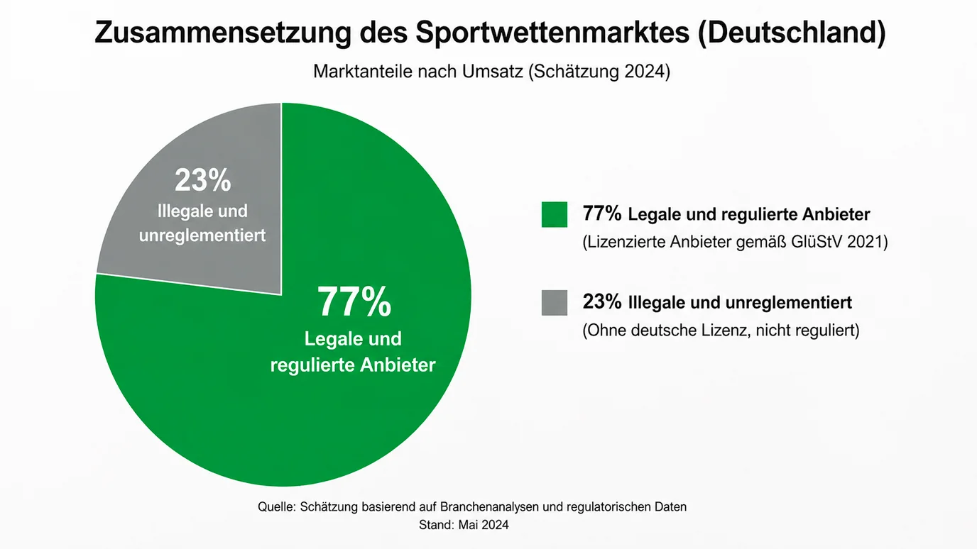 Kanalisierungsquote des deutschen Sportwettenmarkts: 77 Prozent legale Anbieter laut GGL-Studie 2026