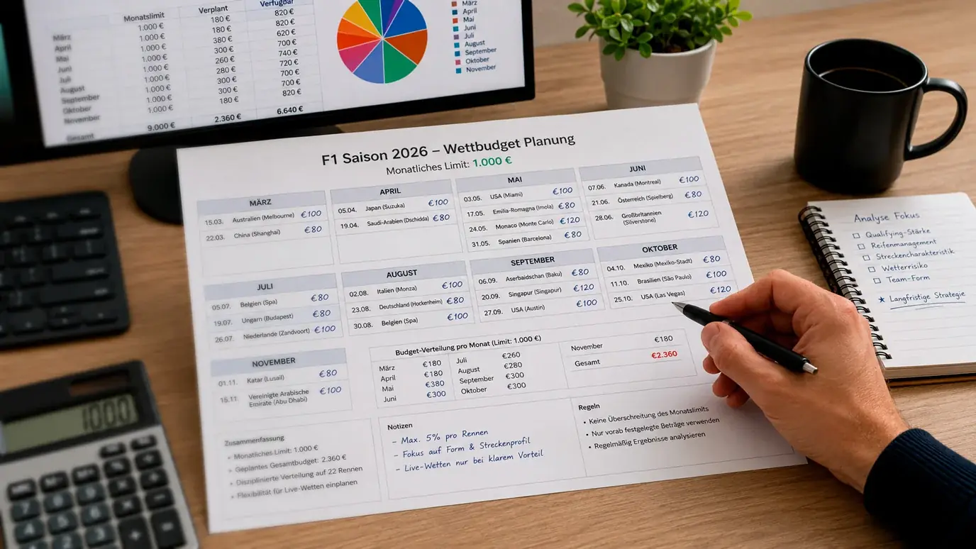Budgetplanung für Formel-1-Wetten unter Berücksichtigung des monatlichen Einzahlungslimits
