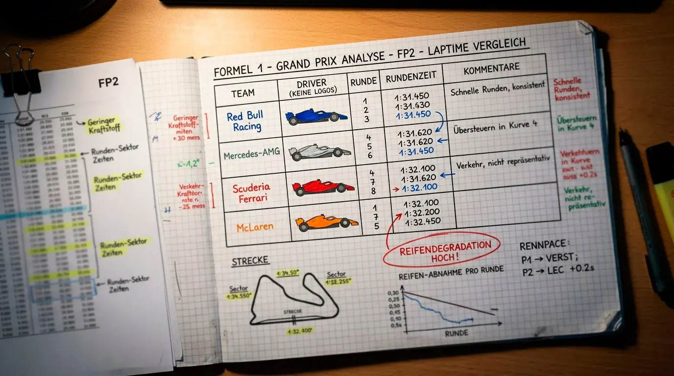 FP2 Longruns für Formel-1-Wettentscheidungen nutzen – Rennpace-Analyse und Reifendegradation auswerten